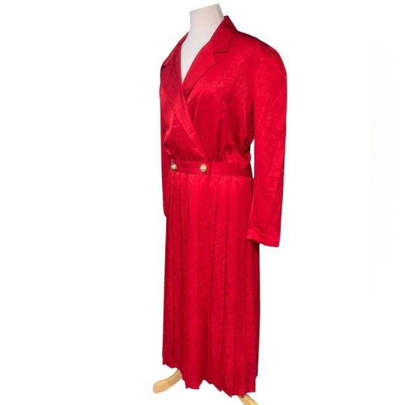 Vintage Maggy Boutique size 14 red pleated dress - Picture 3 of 7